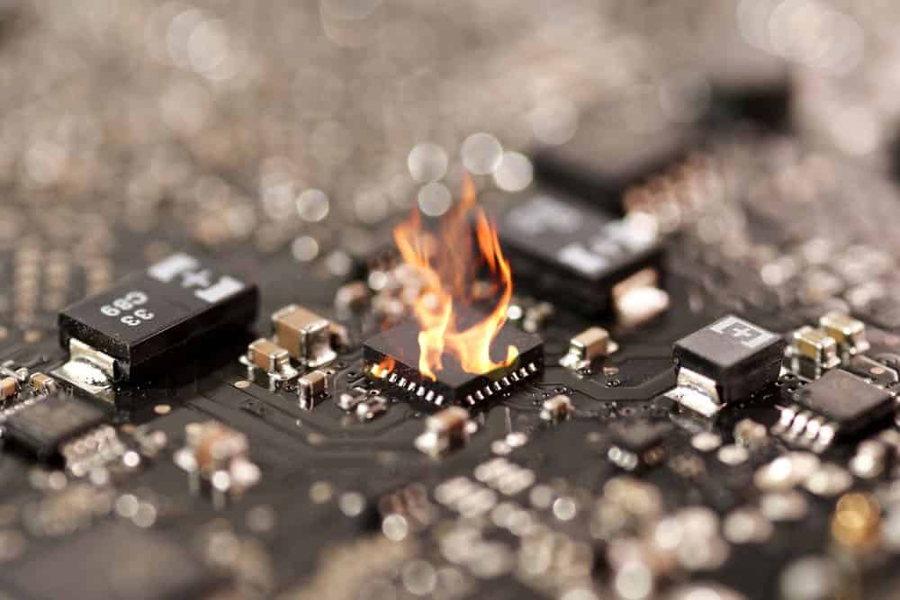 A circuit board IC burns