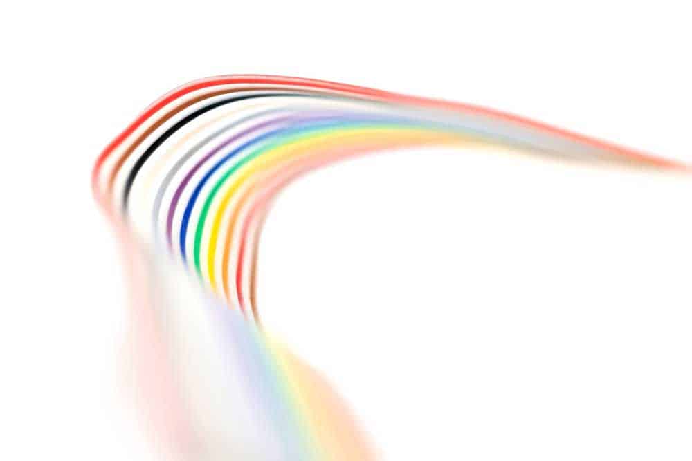 Close view of a colorful transparent flex electronic