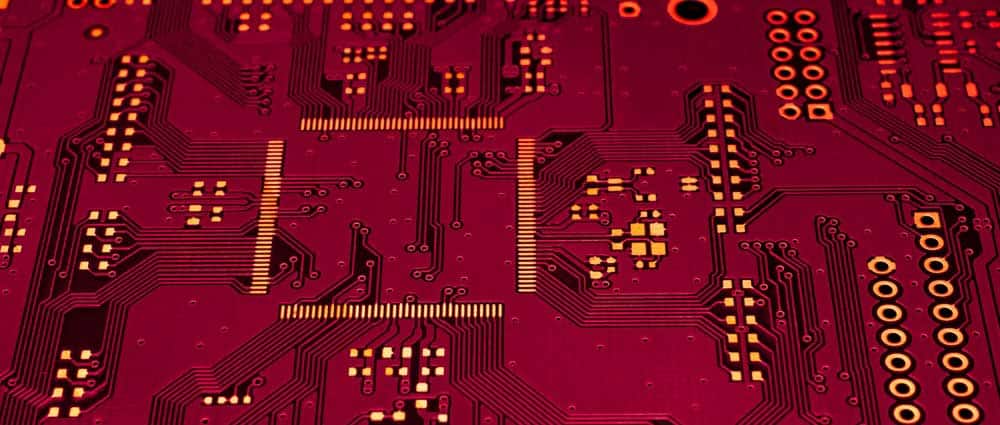 A red gold-plated PCB