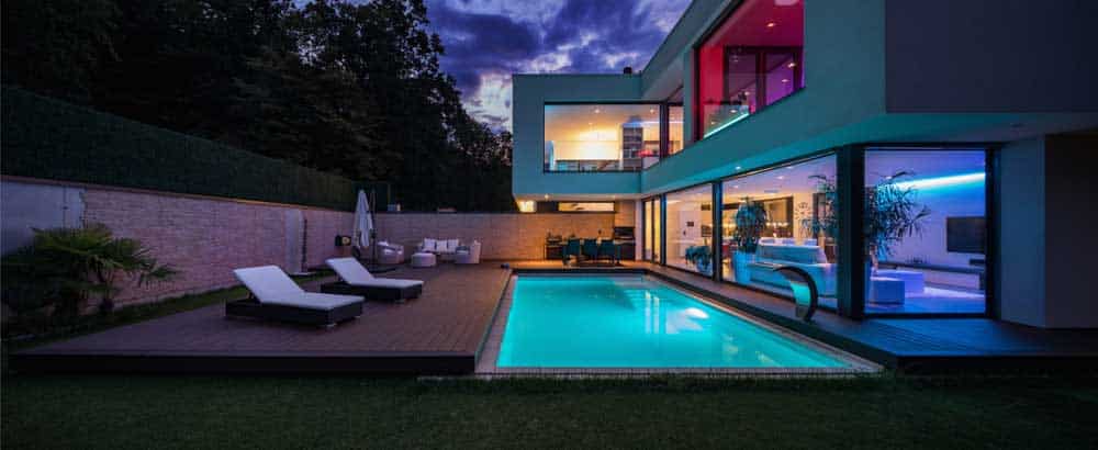 A home with colored LED lighting